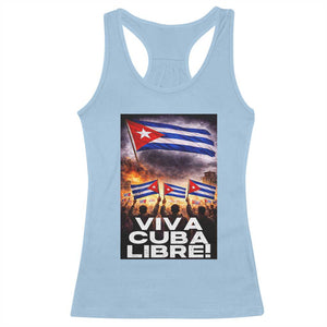 Viva Cuba Libre Racerback Tank Top Cuban Freedom Protest TS12 Light Blue Print Your Wear