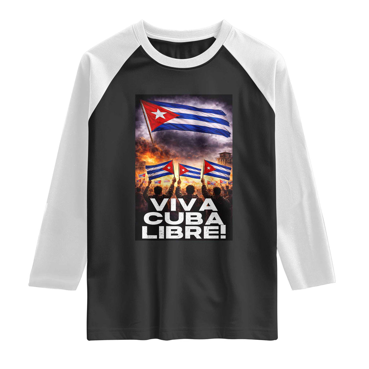 Viva Cuba Libre Raglan Shirt Cuban Freedom Protest TS12 Black White Print Your Wear