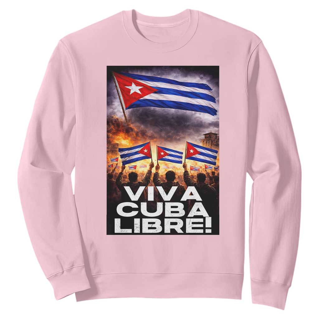 Viva Cuba Libre Sweatshirt Cuban Freedom Protest TS12 Light Pink Print Your Wear