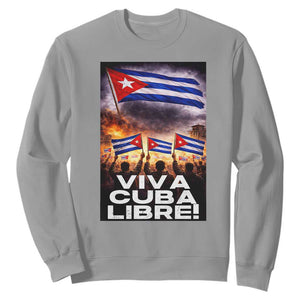 Viva Cuba Libre Sweatshirt Cuban Freedom Protest TS12 Sport Gray Print Your Wear