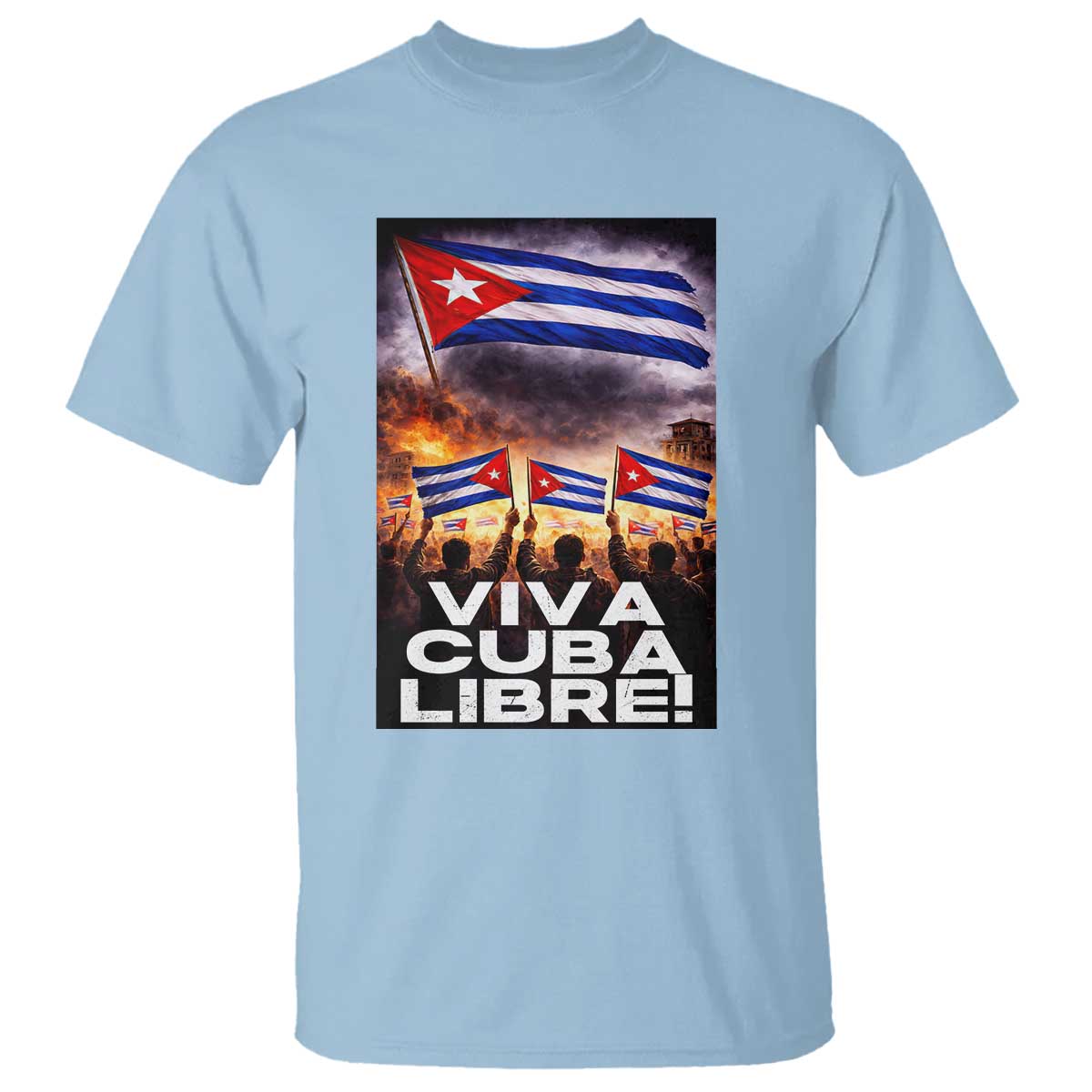 Viva Cuba Libre T Shirt Cuban Freedom Protest TS12 Light Blue Print Your Wear