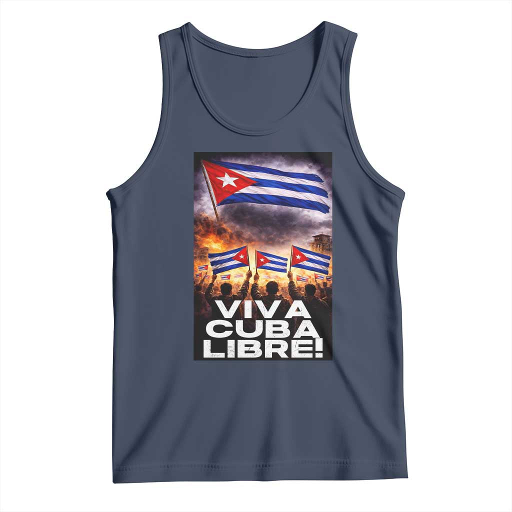 Viva Cuba Libre Tank Top Cuban Freedom Protest TS12 Navy Print Your Wear