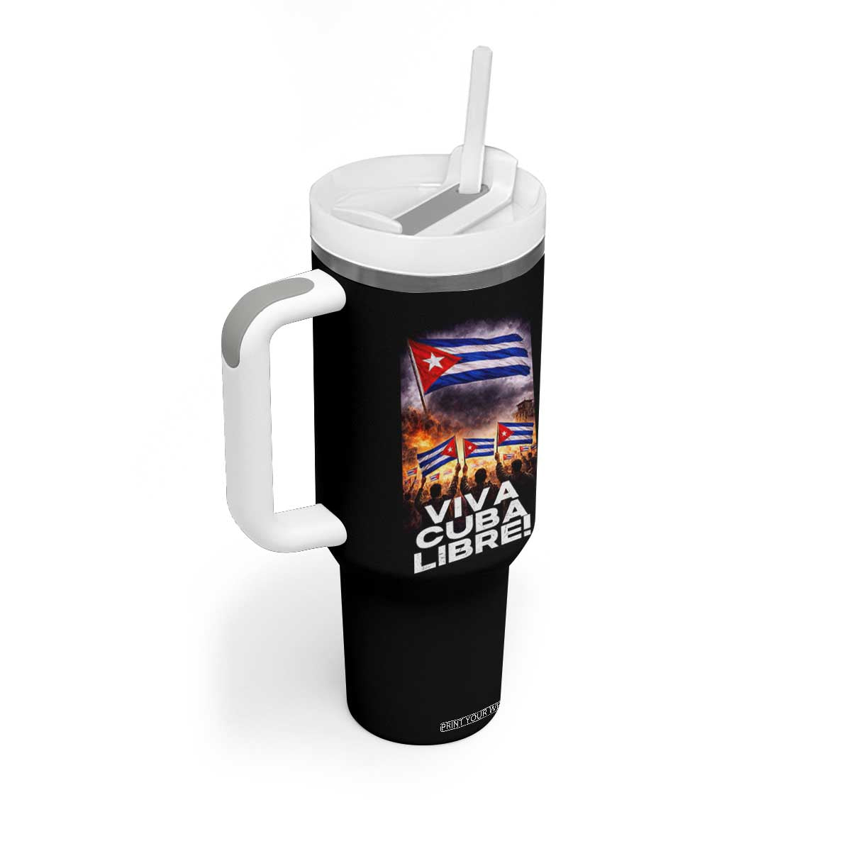 Viva Cuba Libre Tumbler With Handle Cuban Freedom Protest TS12 Print Your Wear