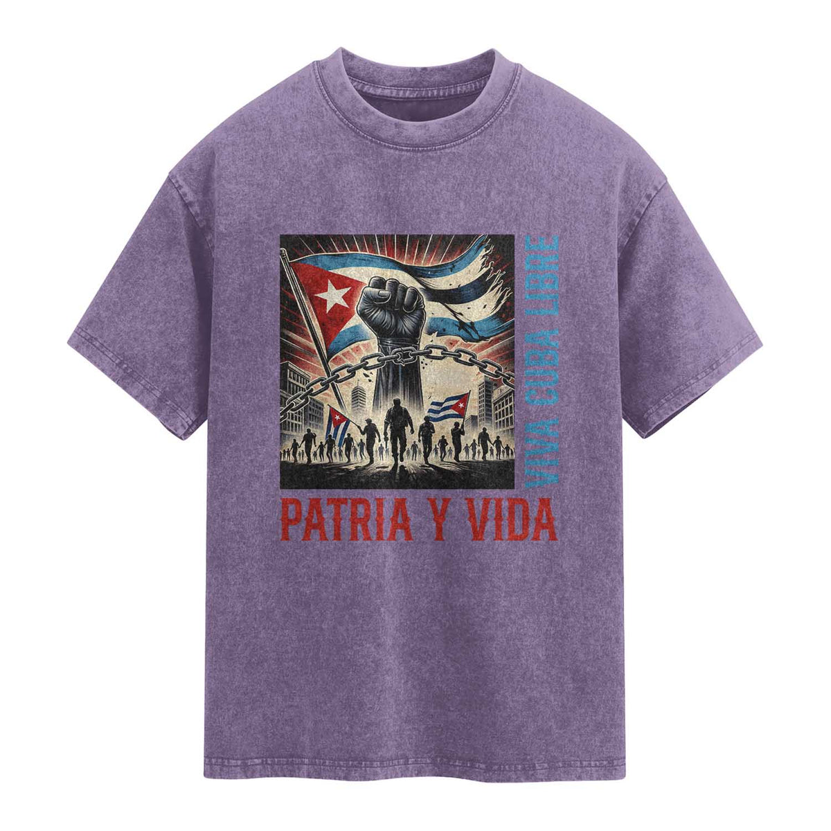 Cuban American Pride Washed Cotton T-Shirt Viva Cuba Libre Supporter