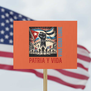 Cuban American Pride Protest Sign Viva Cuba Libre Supporter TS12 Horizontal 18" × 24" Orange Print Your Wear