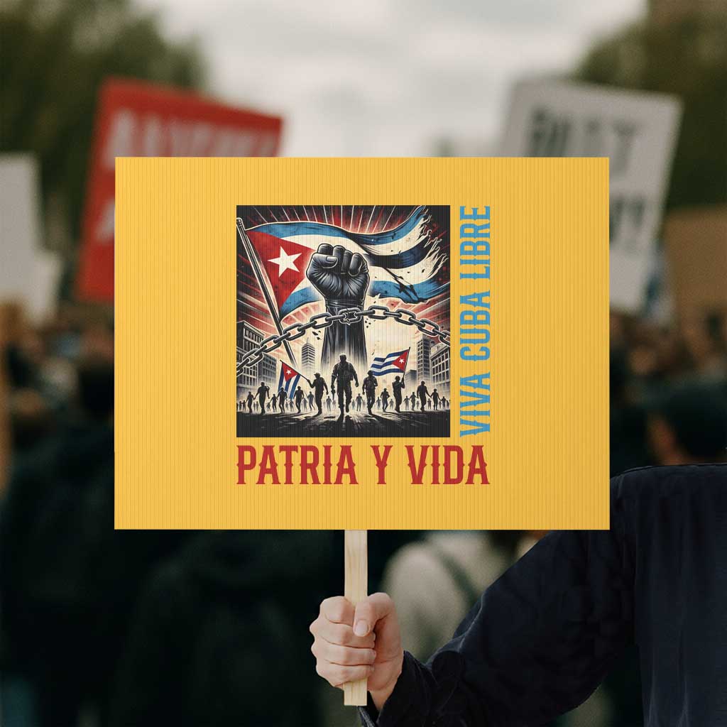 Cuban American Pride Protest Sign Viva Cuba Libre Supporter TS12 Horizontal 18