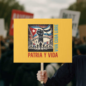 Cuban American Pride Protest Sign Viva Cuba Libre Supporter TS12 Horizontal 18" × 24" Yellow Print Your Wear