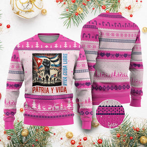 Cuban American Pride Ugly Christmas Sweater Viva Cuba Libre Supporter TS12 Hot Pink Print Your Wear