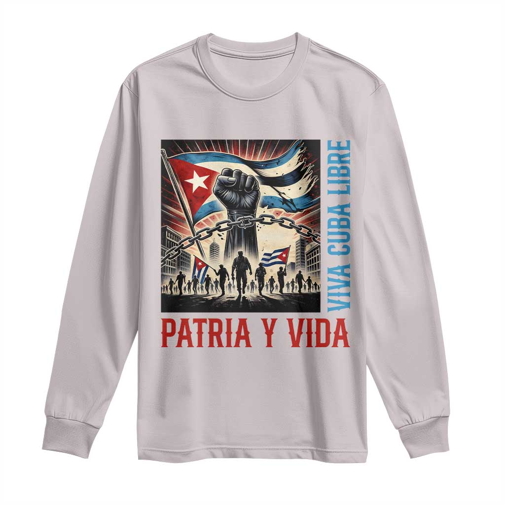 Cuban American Pride Long Sleeve Shirt Viva Cuba Libre Supporter TS12 Ice Gray Print Your Wear