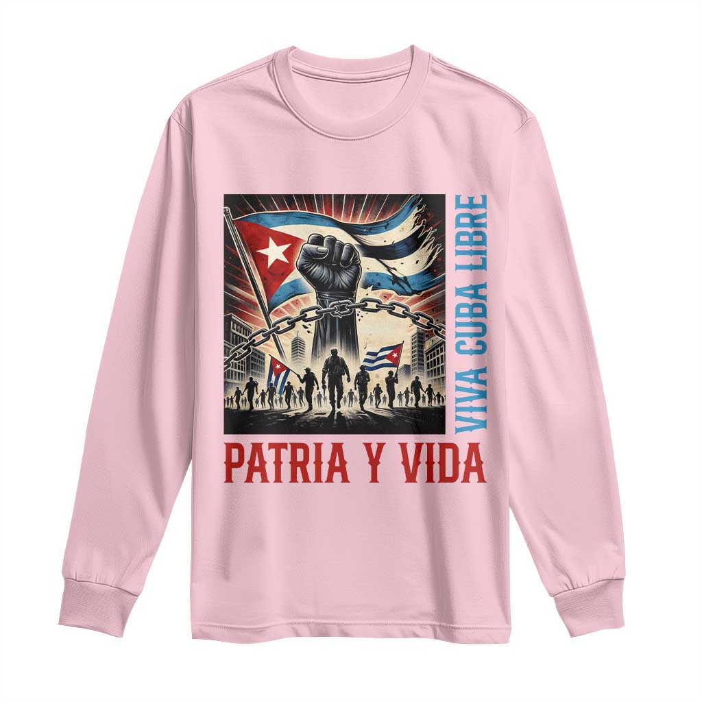 Cuban American Pride Long Sleeve Shirt Viva Cuba Libre Supporter TS12 Light Pink Print Your Wear