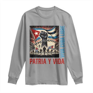 Cuban American Pride Long Sleeve Shirt Viva Cuba Libre Supporter TS12 Sport Gray Print Your Wear