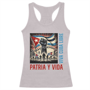 Cuban American Pride Racerback Tank Top Viva Cuba Libre Supporter TS12 Ice Gray Print Your Wear