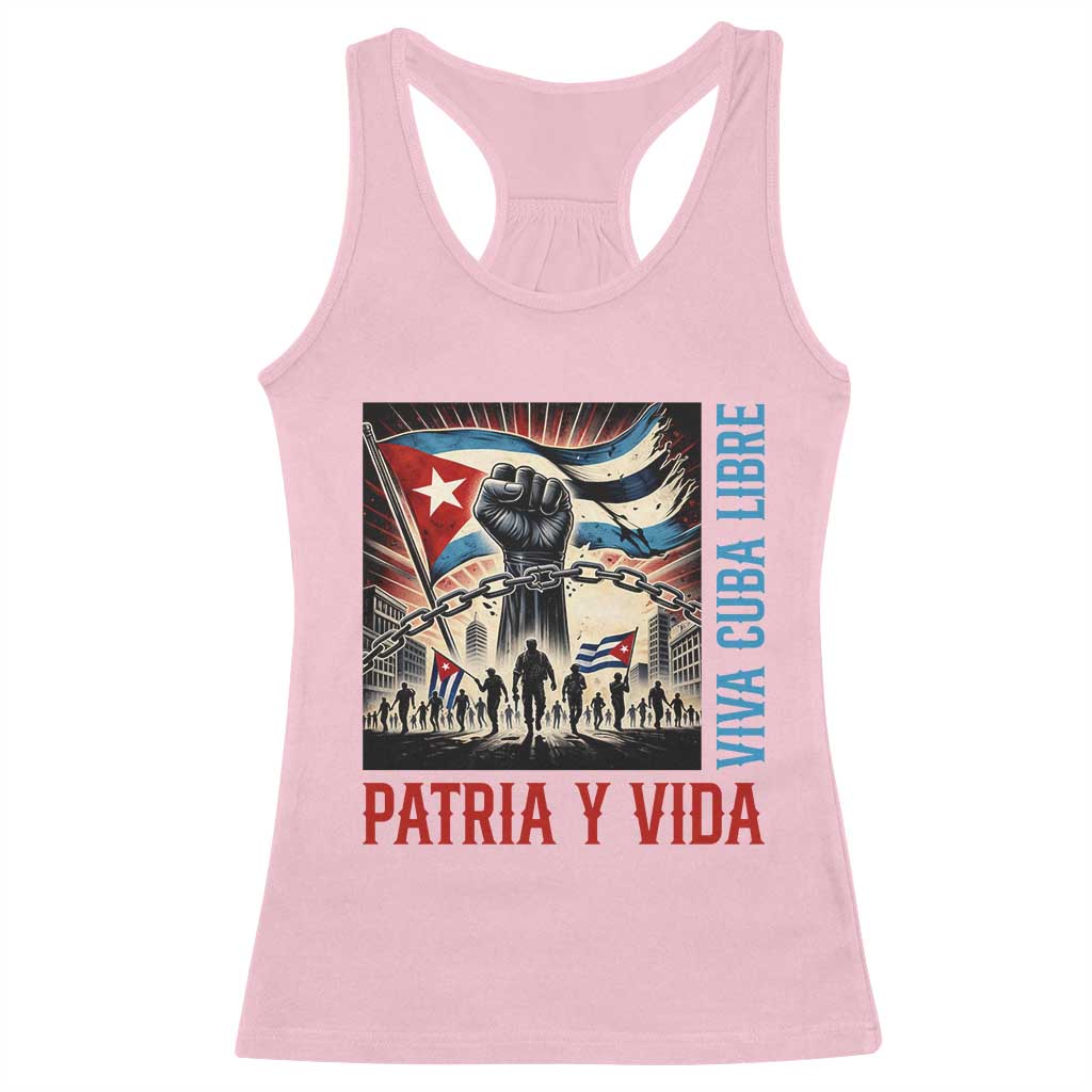 Cuban American Pride Racerback Tank Top Viva Cuba Libre Supporter TS12 Light Pink Print Your Wear