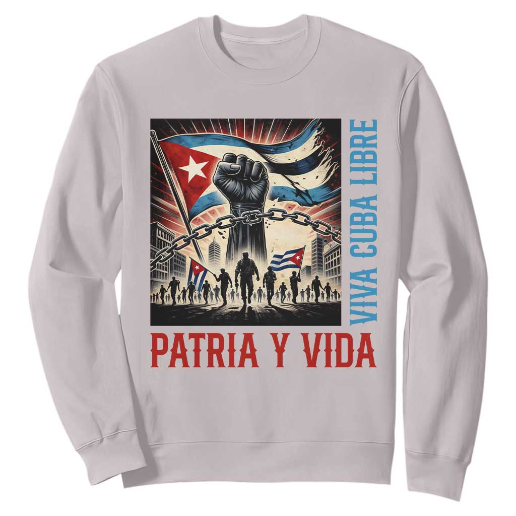 Cuban American Pride Sweatshirt Viva Cuba Libre Supporter TS12 Ice Gray Print Your Wear