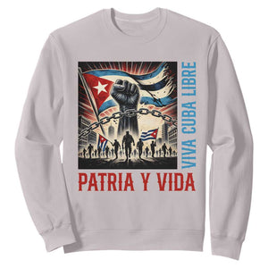 Cuban American Pride Sweatshirt Viva Cuba Libre Supporter TS12 Ice Gray Print Your Wear