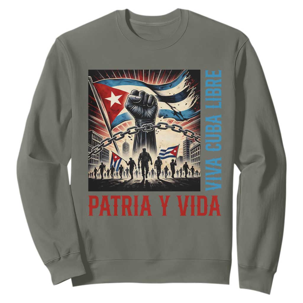 Cuban American Pride Sweatshirt Viva Cuba Libre Supporter TS12 Military Green Print Your Wear