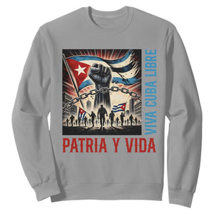 Cuban American Pride Sweatshirt Viva Cuba Libre Supporter TS12 Sport Gray Print Your Wear