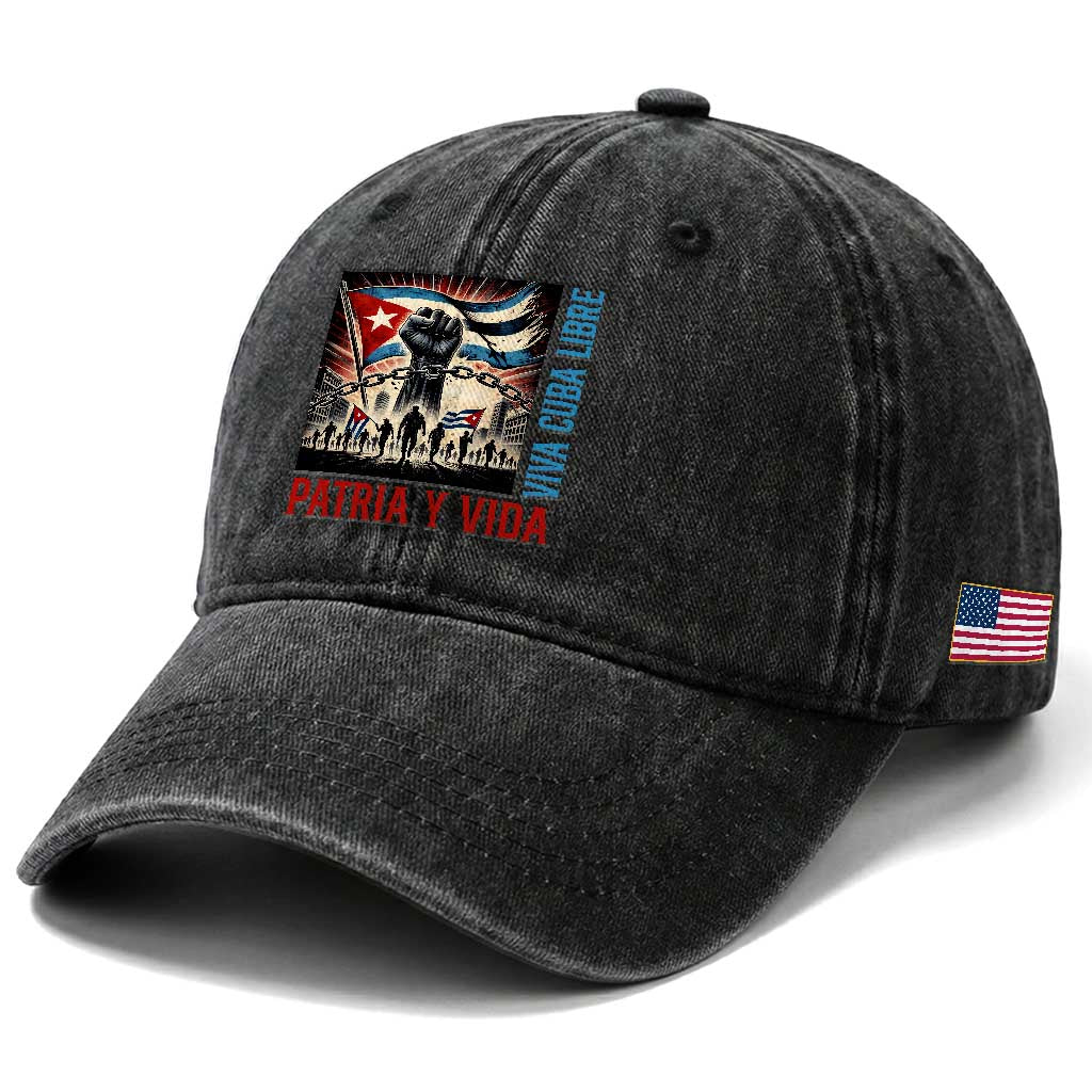 Cuban American Pride Washed Cotton Baseball Cap Viva Cuba Libre Supporter TS12 Print Your Wear