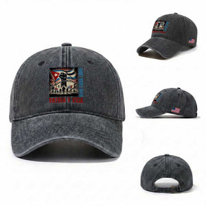 Cuban American Pride Washed Cotton Baseball Cap Viva Cuba Libre Supporter TS12 Washed Cap Universal Fit Dark Gray Print Your Wear