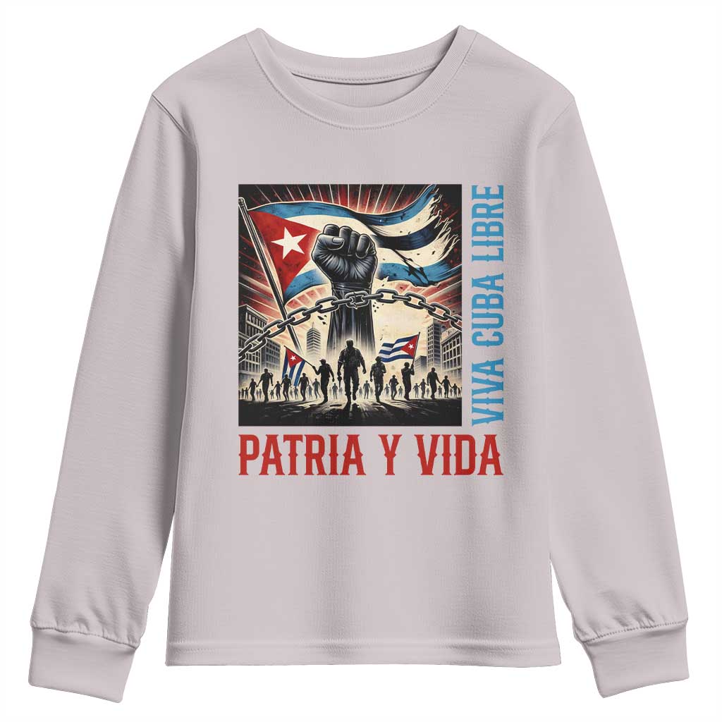 Cuban American Pride Youth Sweatshirt Viva Cuba Libre Supporter TS12 Ice Gray Print Your Wear