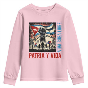 Cuban American Pride Youth Sweatshirt Viva Cuba Libre Supporter TS12 Light Pink Print Your Wear