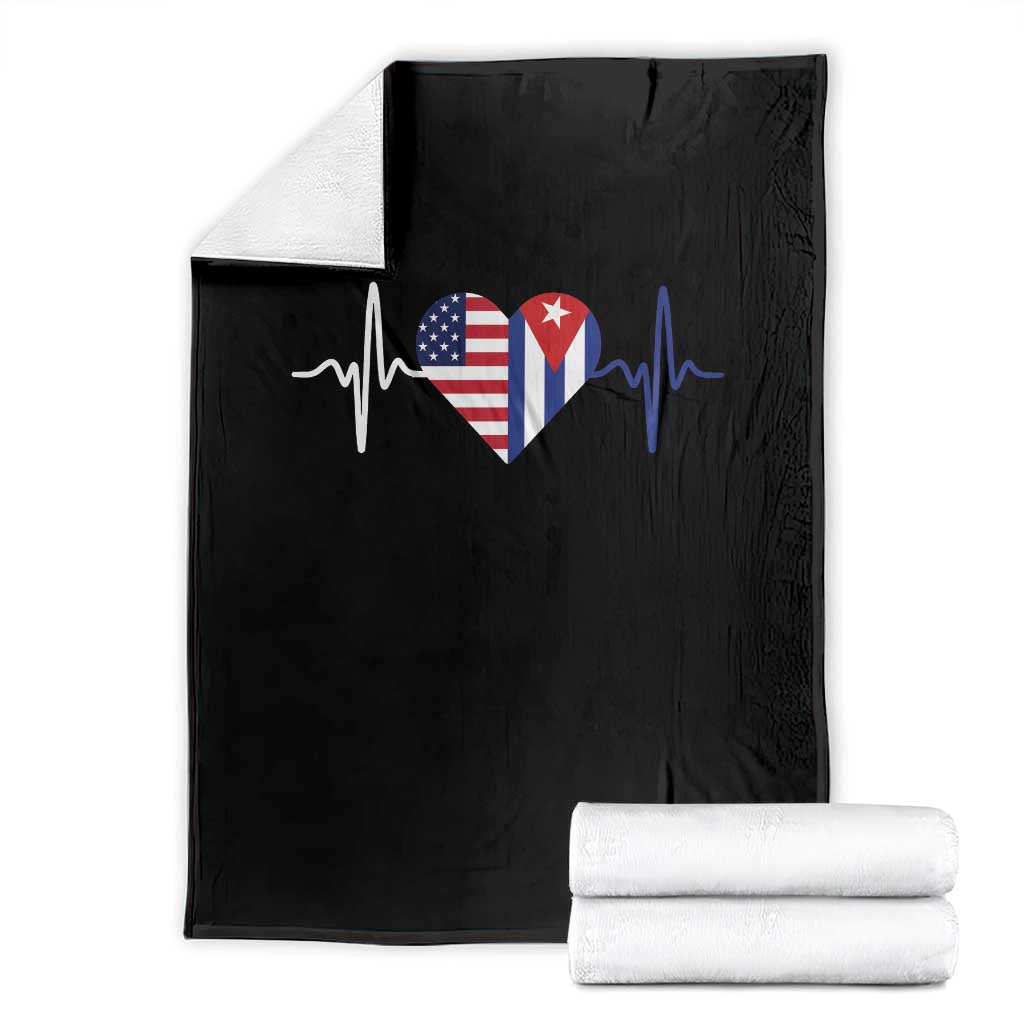 Heartbeat Cuba USA Throw Blanket Cuban American Pride TS12 Black Print Your Wear