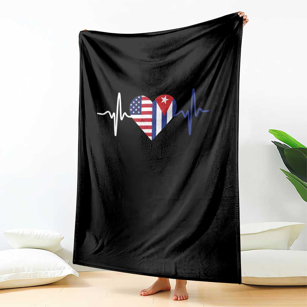 Heartbeat Cuba USA Throw Blanket Cuban American Pride TS12 Print Your Wear