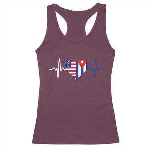 Heartbeat Cuba USA Racerback Tank Top Cuban American Pride TS12 Maroon Print Your Wear