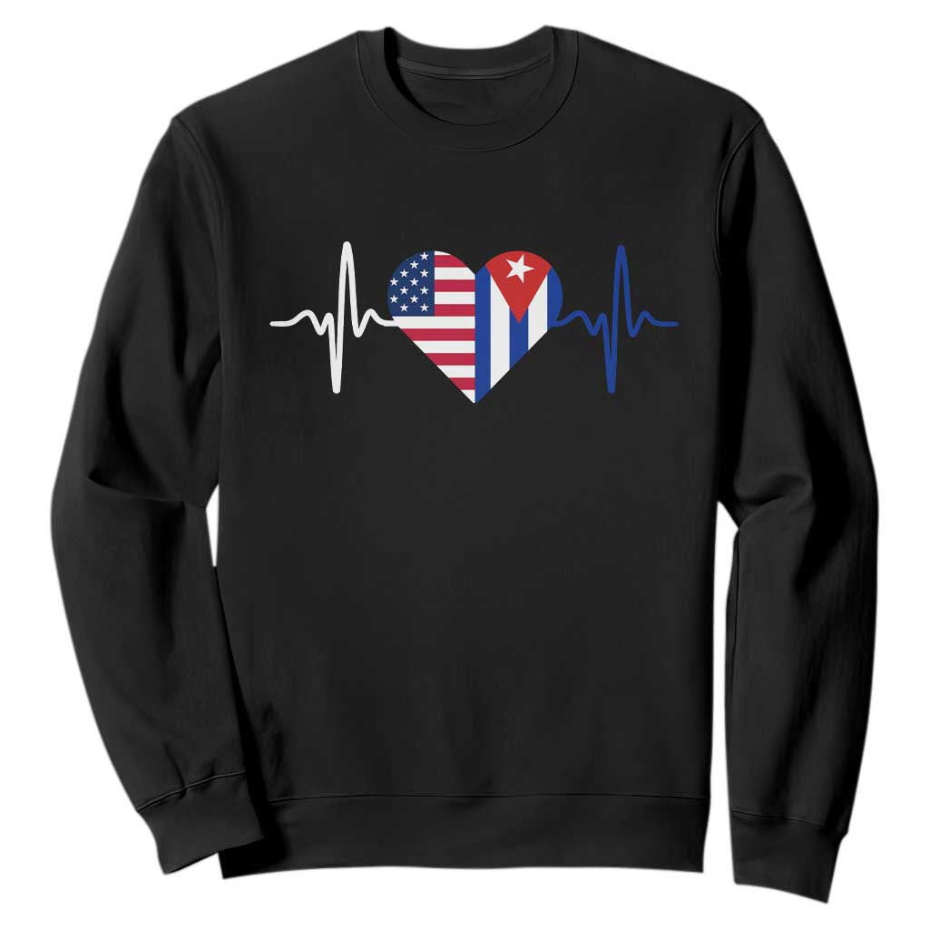 Heartbeat Cuba USA Sweatshirt Cuban American Pride TS12 Black Print Your Wear