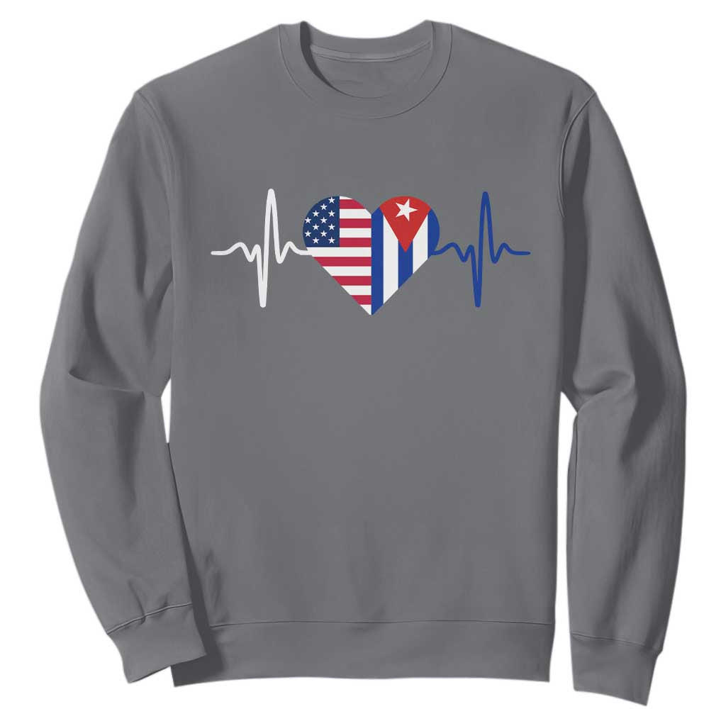 Heartbeat Cuba USA Sweatshirt Cuban American Pride TS12 Charcoal Print Your Wear