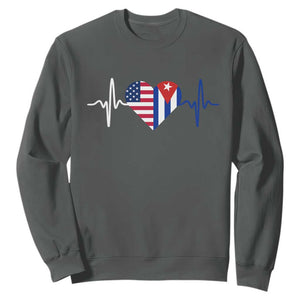 Heartbeat Cuba USA Sweatshirt Cuban American Pride TS12 Dark Heather Print Your Wear