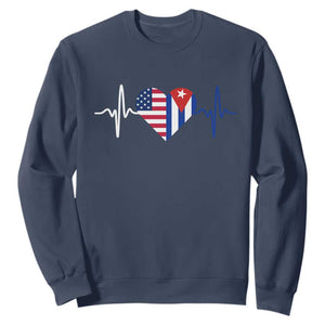 Heartbeat Cuba USA Sweatshirt Cuban American Pride TS12 Navy Print Your Wear