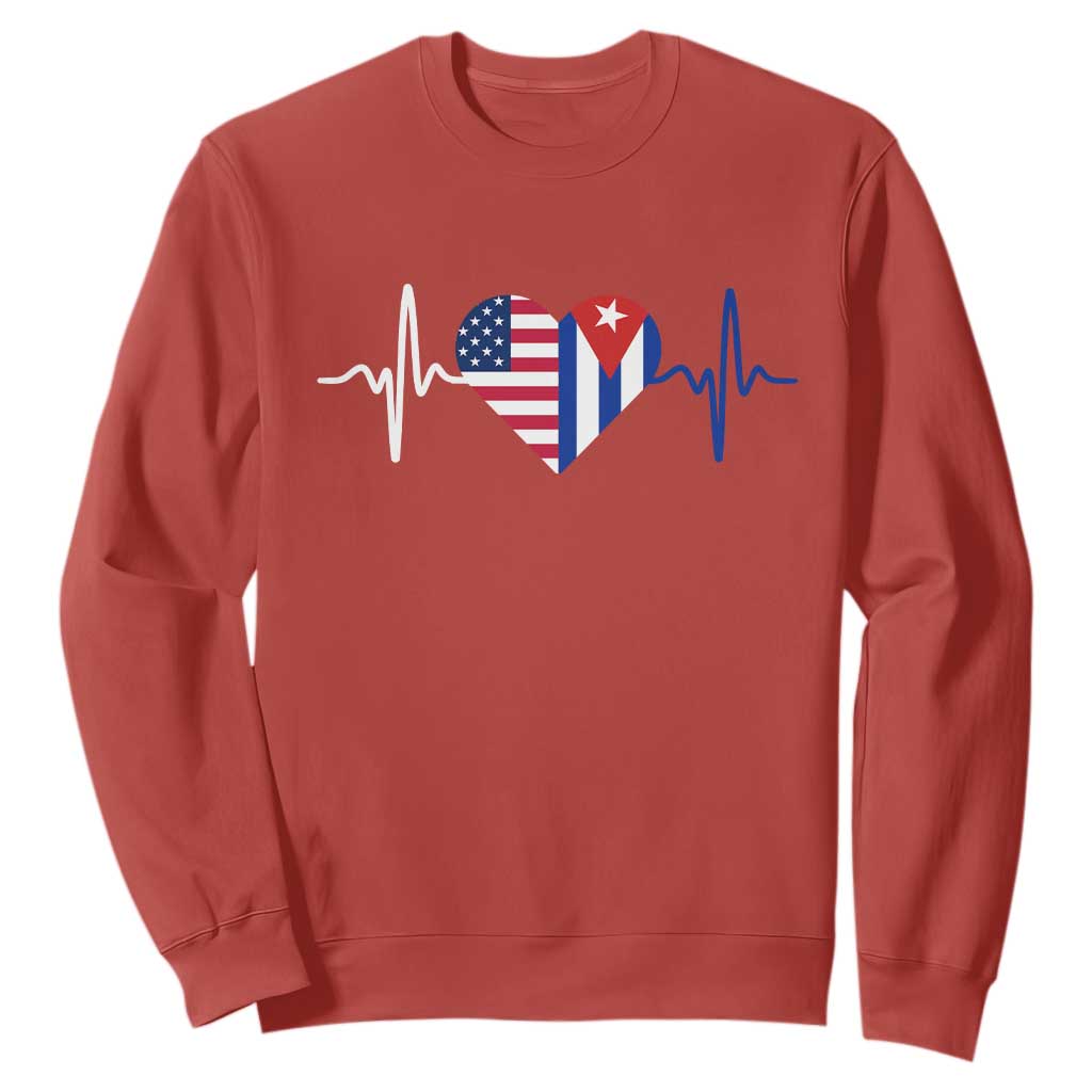 Heartbeat Cuba USA Sweatshirt Cuban American Pride TS12 Red Print Your Wear