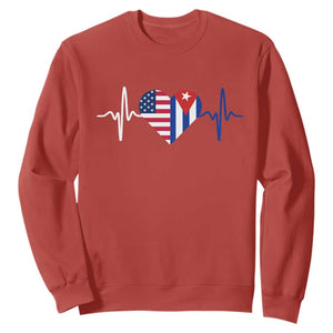 Heartbeat Cuba USA Sweatshirt Cuban American Pride TS12 Red Print Your Wear