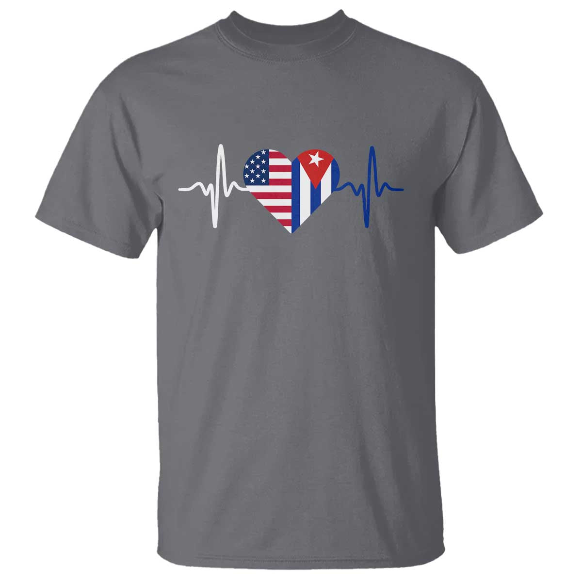 Heartbeat Cuba USA T Shirt Cuban American Pride TS12 Charcoal Print Your Wear