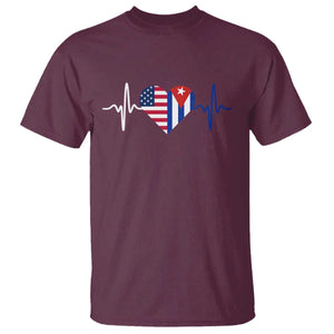 Heartbeat Cuba USA T Shirt Cuban American Pride TS12 Maroon Print Your Wear