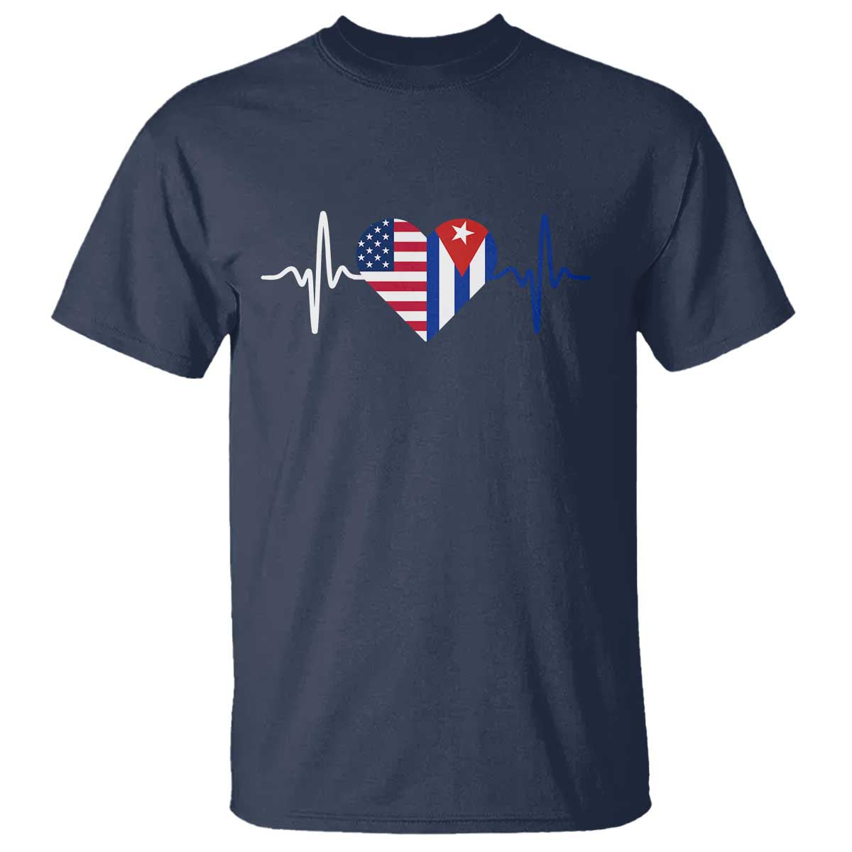 Heartbeat Cuba USA T Shirt Cuban American Pride TS12 Navy Print Your Wear