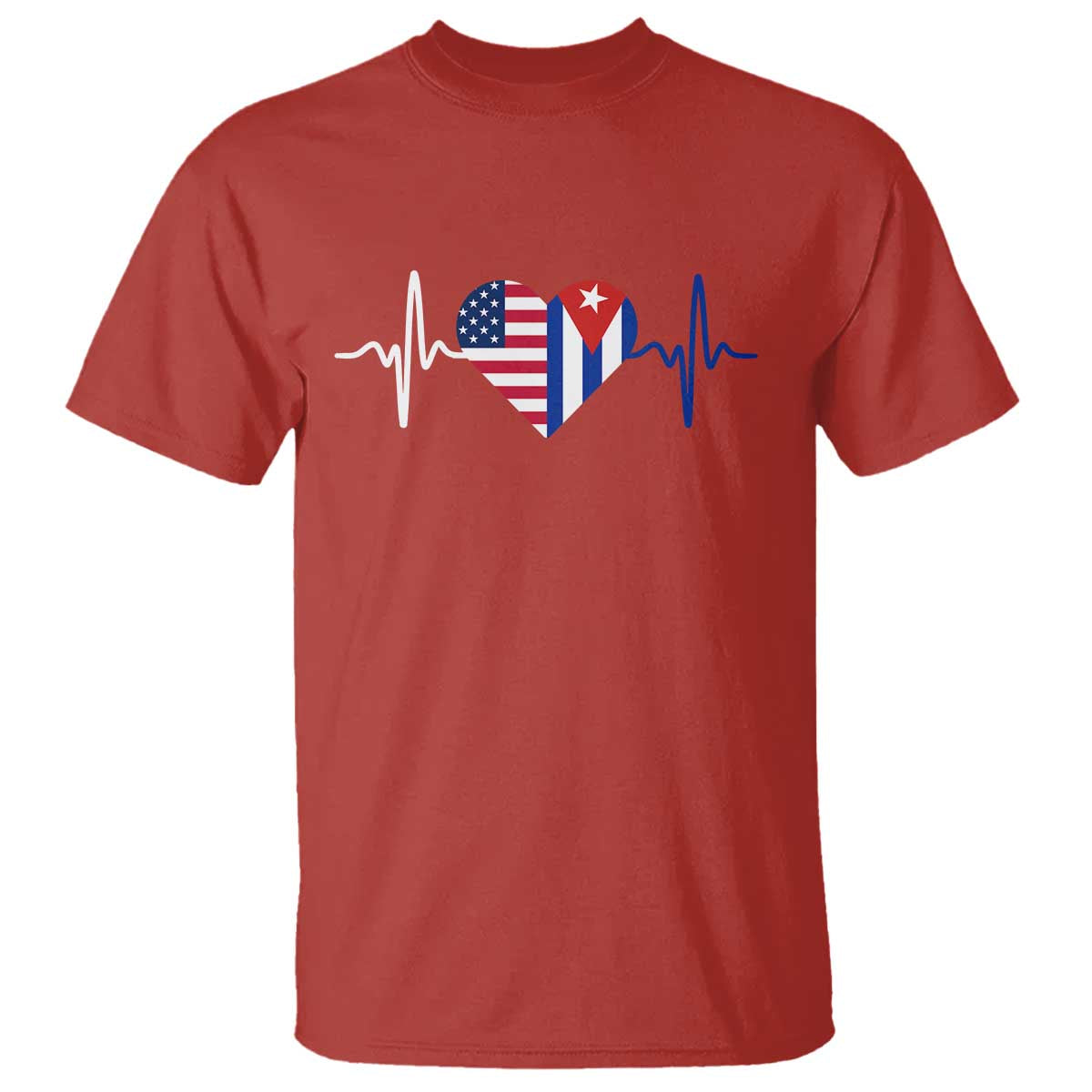 Heartbeat Cuba USA T Shirt Cuban American Pride TS12 Red Print Your Wear