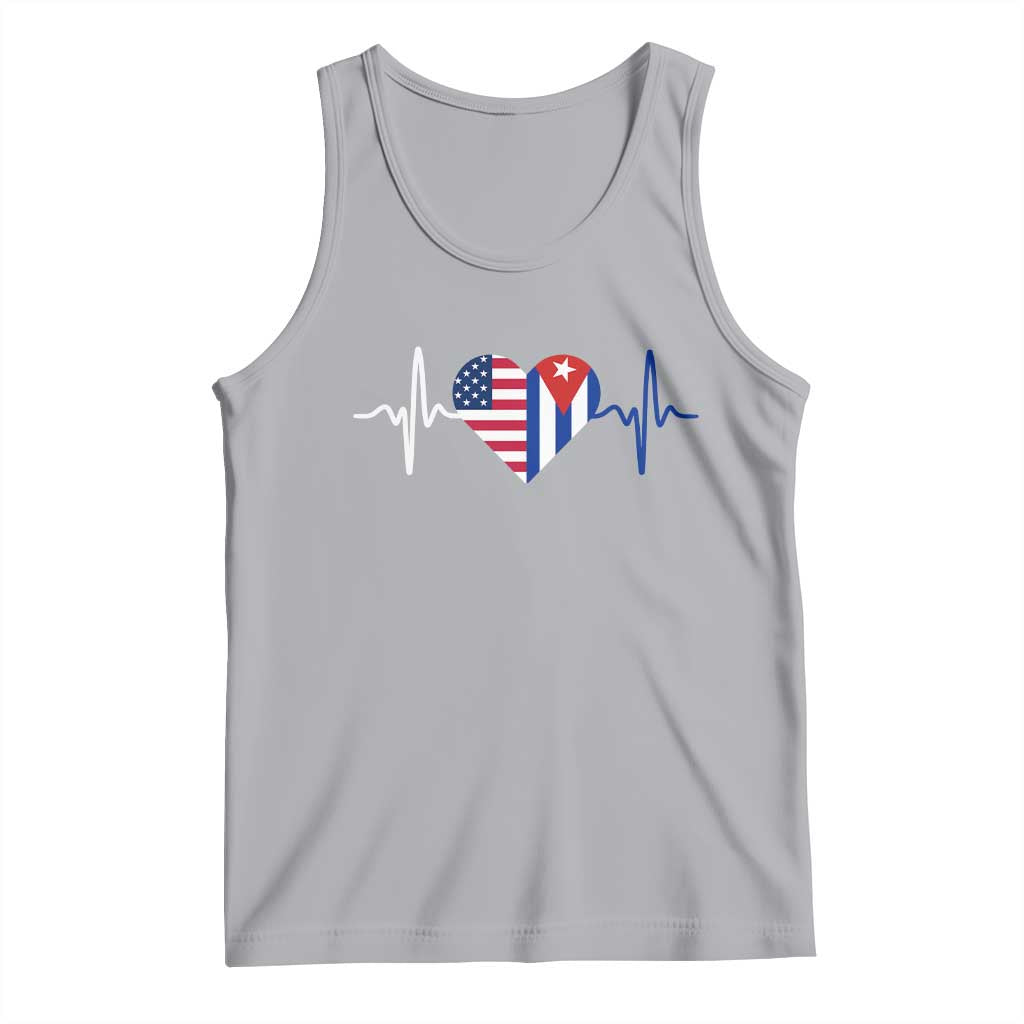 Heartbeat Cuba USA Tank Top Cuban American Pride TS12 Athletic Heather Print Your Wear
