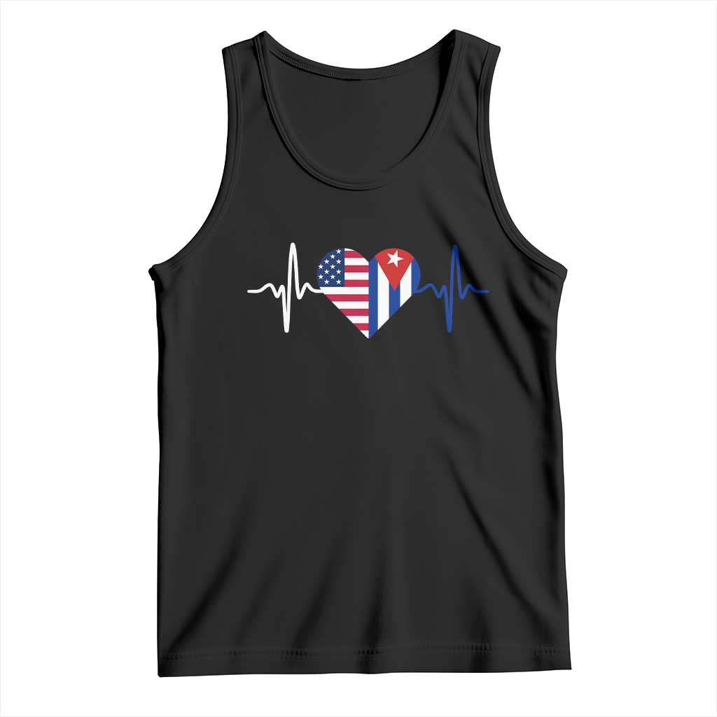 Heartbeat Cuba USA Tank Top Cuban American Pride TS12 Black Print Your Wear