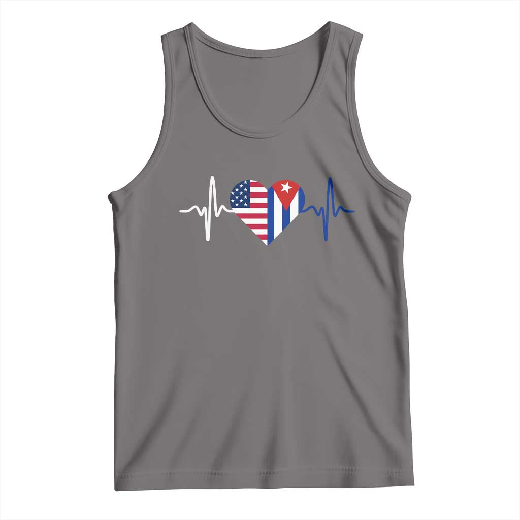 Heartbeat Cuba USA Tank Top Cuban American Pride TS12 Deep Heather Print Your Wear