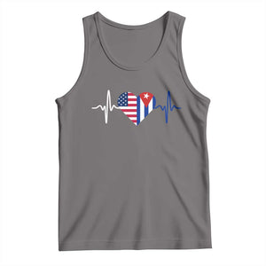 Heartbeat Cuba USA Tank Top Cuban American Pride TS12 Deep Heather Print Your Wear