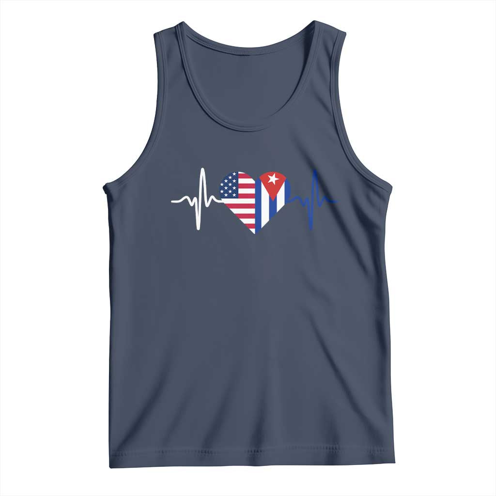 Heartbeat Cuba USA Tank Top Cuban American Pride TS12 Navy Print Your Wear
