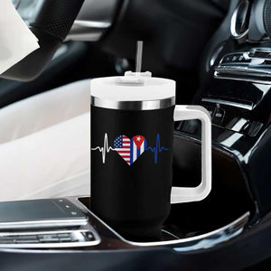 Heartbeat Cuba USA Tumbler With Handle Cuban American Pride TS12 Print Your Wear