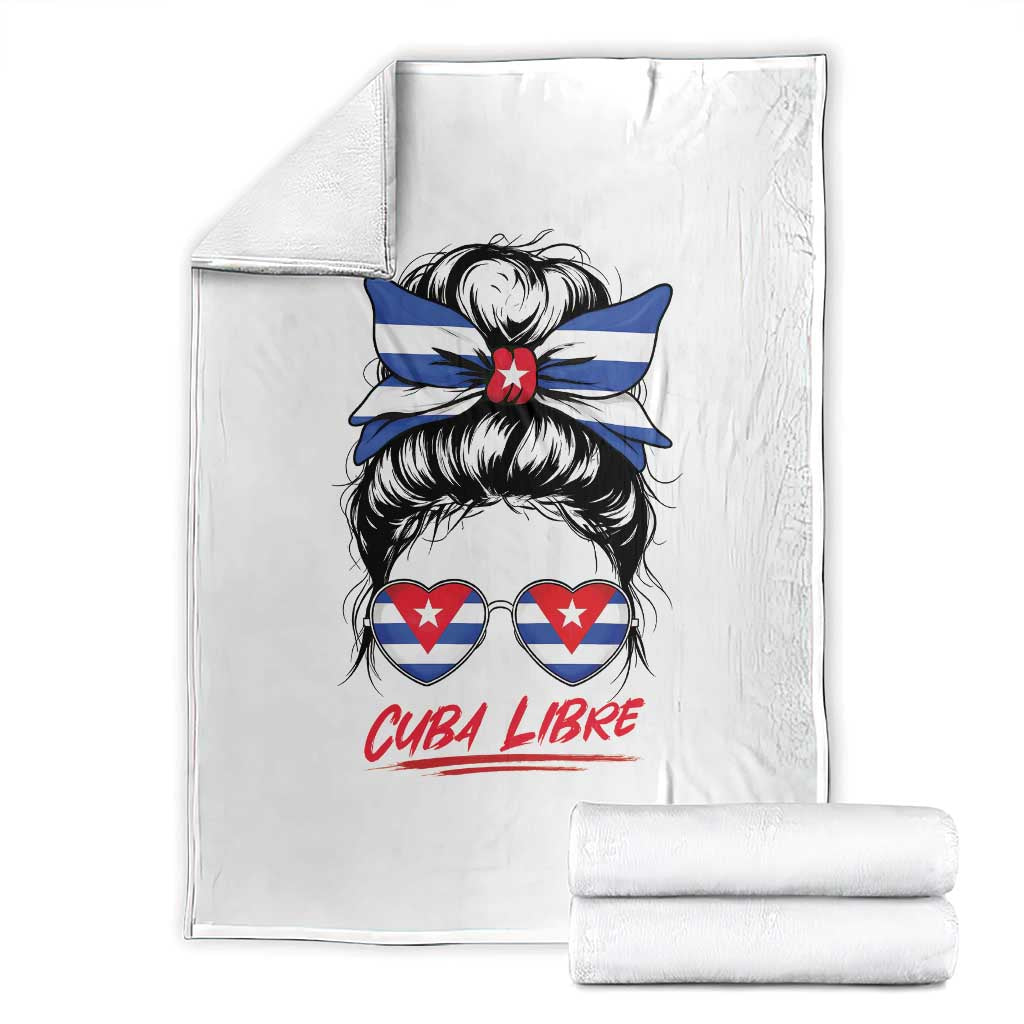 Cuba Libre Throw Blanket Messy Bun Cuban Woman Sunglasses TS12 White Print Your Wear