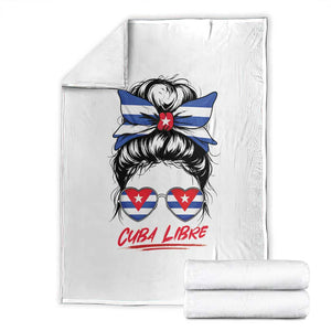 Cuba Libre Throw Blanket Messy Bun Cuban Woman Sunglasses TS12 White Print Your Wear
