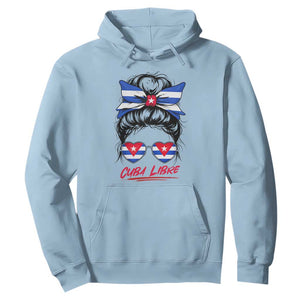 Cuba Libre Hoodie Messy Bun Cuban Woman Sunglasses TS12 Light Blue Print Your Wear