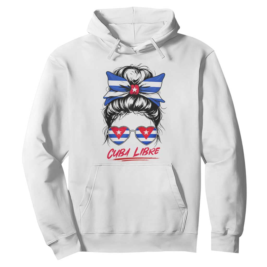 Cuba Libre Hoodie Messy Bun Cuban Woman Sunglasses TS12 White Print Your Wear