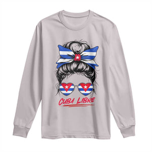 Cuba Libre Long Sleeve Shirt Messy Bun Cuban Woman Sunglasses TS12 Ice Gray Print Your Wear