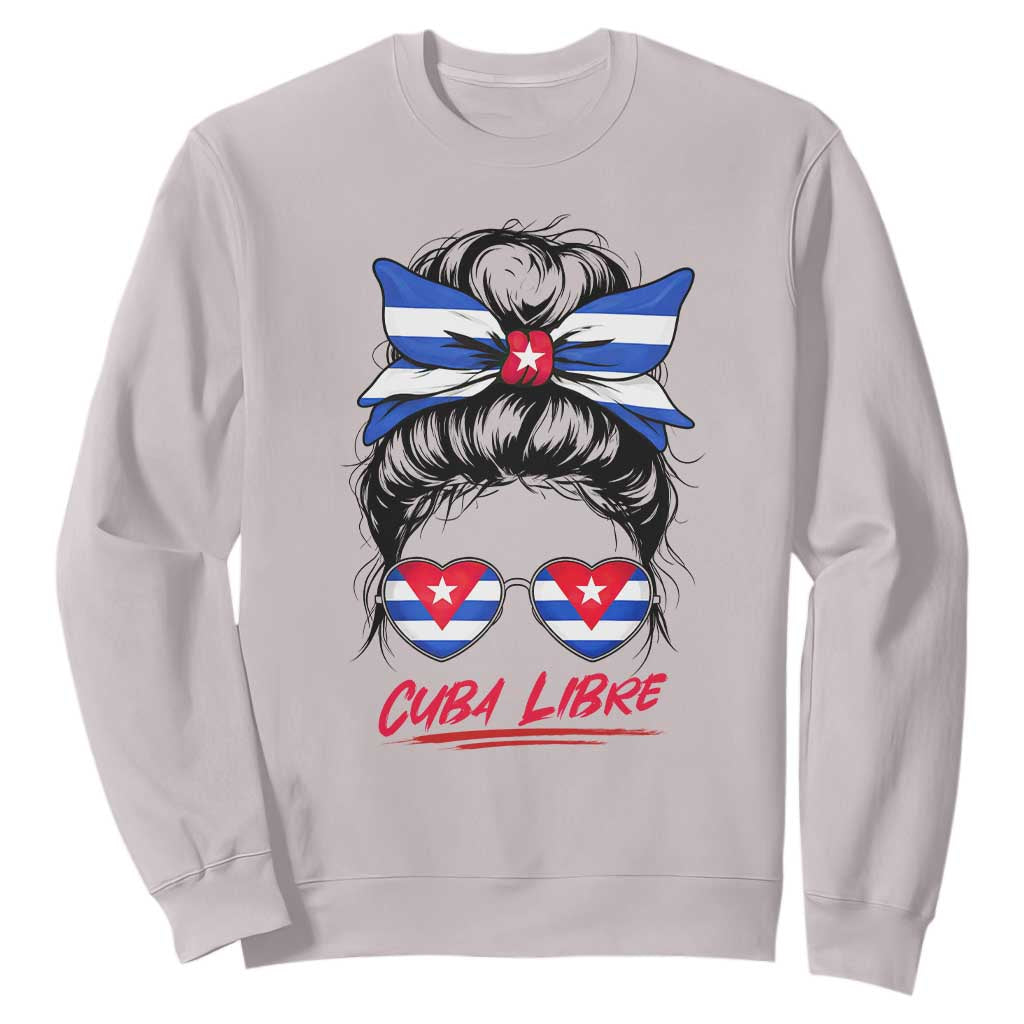 Cuba Libre Sweatshirt Messy Bun Cuban Woman Sunglasses TS12 Ice Gray Print Your Wear